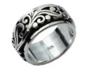 Silver Ring Band Floral Design