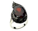 Silver Ring Marcasite Garnet