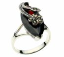 Silver Ring Marcasite Garnet