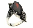 Silver Ring Marcasite Garnet