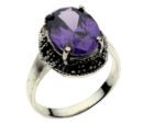 Silver Ring Marcasite Amethyst