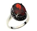 Silver Ring Marcasite Garnet