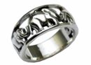 Silver Ring Band Elephants