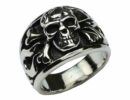 Silver Ring Flaming Skull