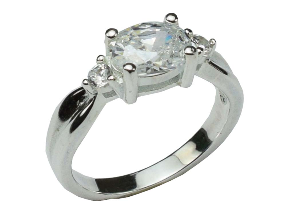 Silver Ring Oval CZ Clear
