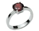 Silver Ring Circle CZ Garnet
