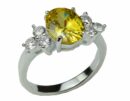 Silver Ring Oval CZ Citrine