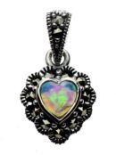 Silver Pendant Marcasite Blue