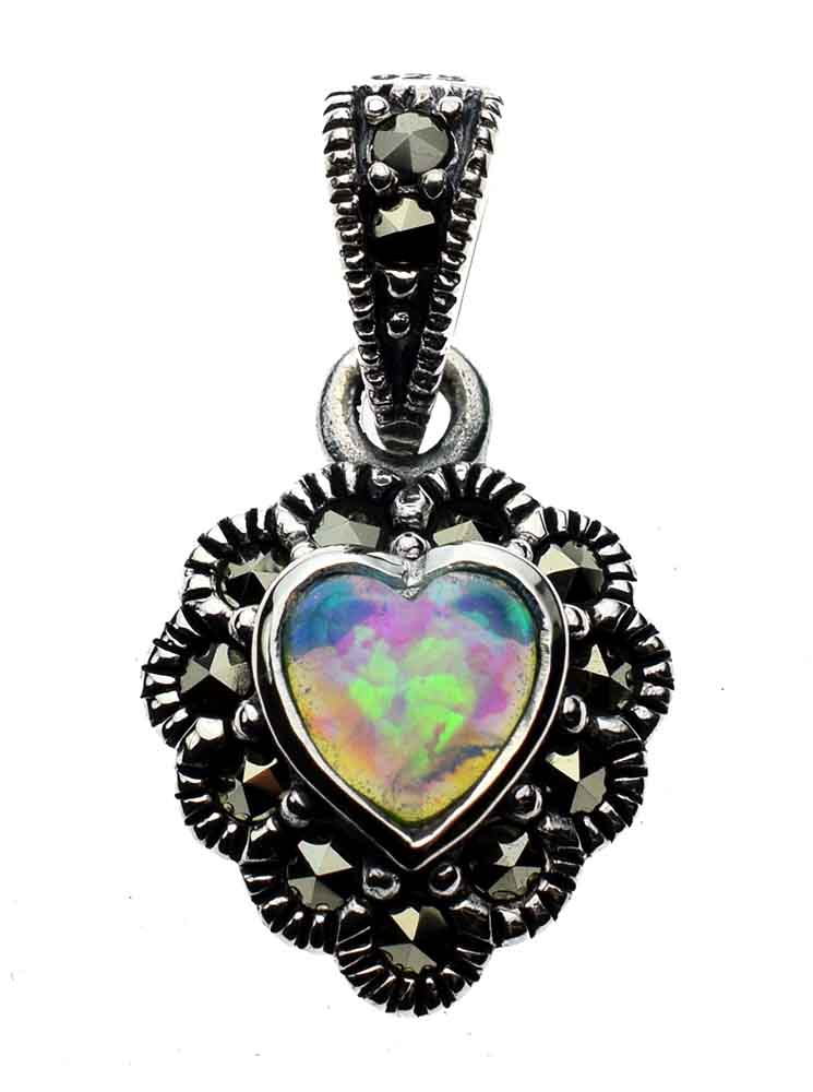 Silver Pendant Marcasite Blue