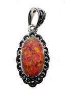 Silver Pendant Marcasite Pink
