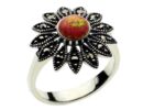 Silver Ring Marcasite Pink