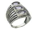 Silver Ring Beaded Amethyst