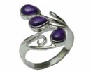 Silver Ring Amethyst Stones
