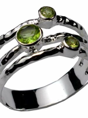 Silver Ring Circles Peridot