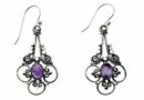 Silver Earring Oval Amethyst