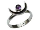 Silver Ring Half Moon Amethyst