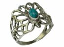 Silver Ring Butterfly Turquois