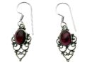 Silver Earring Oval Garnet