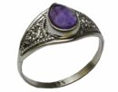 Silver Ring Teardrop Amethyst