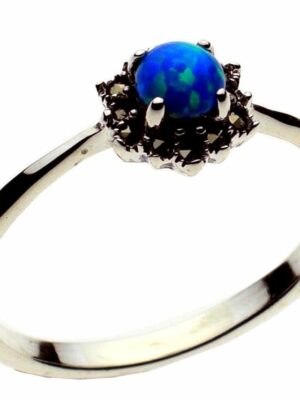 Silver Ring Marcasite Blue