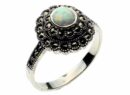 Silver Ring Marcasite Opal