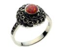 Silver Ring Marcasite Pink