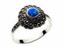 Silver Ring Marcasite Blue
