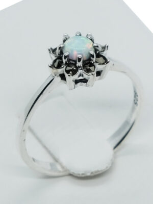 Silver Ring Marcasite Opal