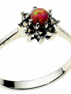 Silver Ring Marcasite Pink