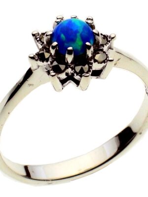 Silver Ring Marcasite Blue