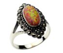 Silver Ring Marcasite Pink