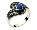 Silver Ring Marcasite Blue