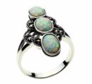 Silver Ring Marcasite Opal