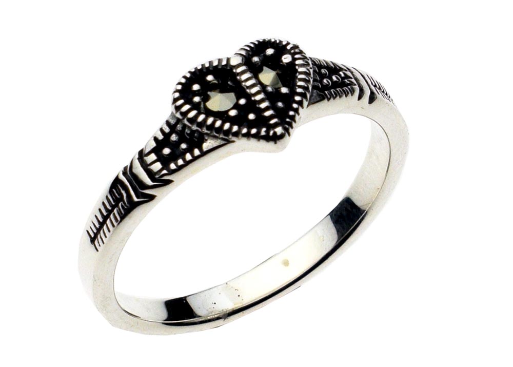 Silver Ring Marcasite Heart