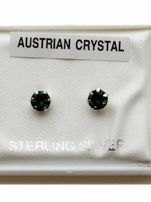 Silver Earring Stud Dark Green