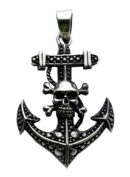 Silver Pendant Anchor Skull