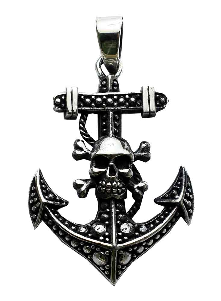 Silver Pendant Anchor Skull