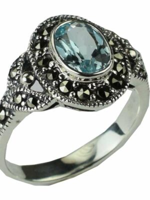 Silver Ring Marcasite Topaz