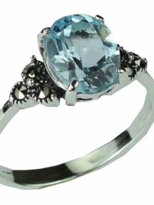 Silver Ring Marcasite Topaz
