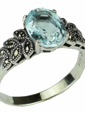 Silver Ring Marcasite Topaz