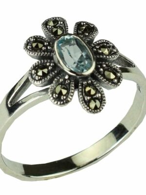 Silver Ring Marcasite Topaz