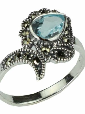 Silver Ring Marcasite Topaz