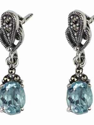 Silver Earring Marcasite Topaz
