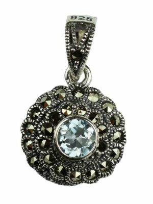 Silver Pendant Marcasite Topaz