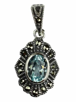 Silver Pendant Marcasite Topaz