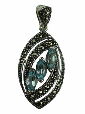 Silver Pendant Marcasite Topaz