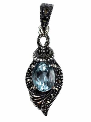 Silver Pendant Marcasite Topaz