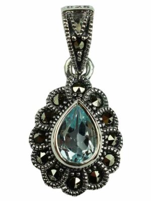 Silver Pendant Marcasite Topaz