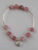 Silver Bracelet Heart Rose Quartz