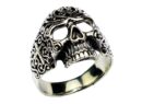 Silver Ring Skull Swirl Cut